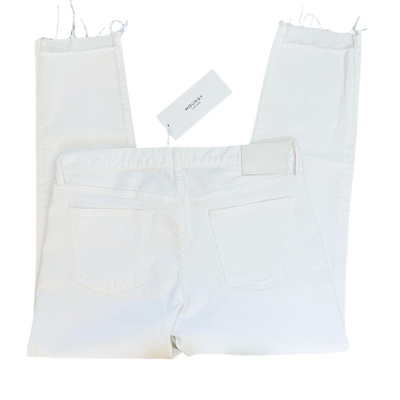 Moussy Vintage MV Buffalo Skinny White Mid Rise Fray Step Cut Hem Jean Size 30 - Picture 7 of 16